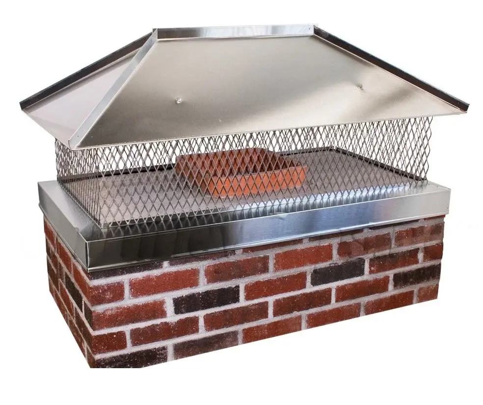 Stainless steel custom outside mount chimney cap with hip ridge lid